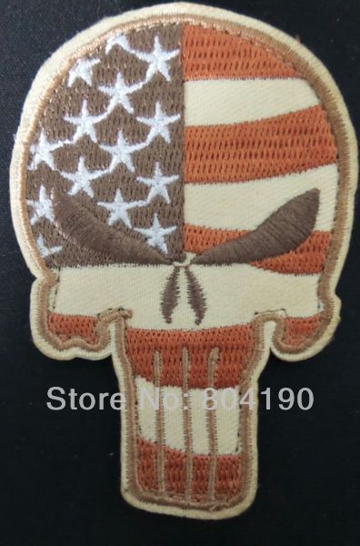 American Flag Punisher Skull Patch Army
