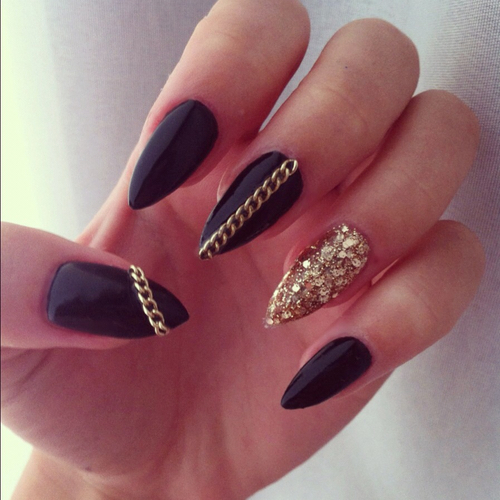 Black Acrylic Nails Tumblr