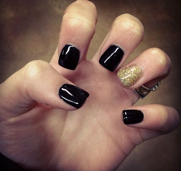 Black and Gold Gel Nail Designs