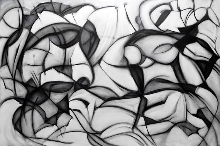 Black and White Abstract Painting