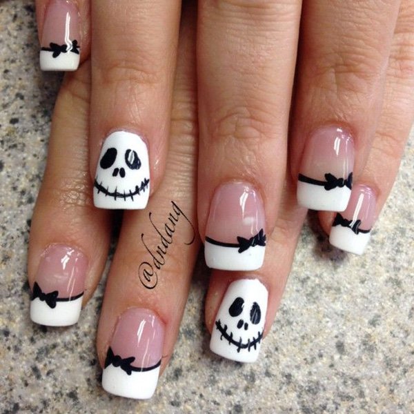 Black and White Halloween Nail Art