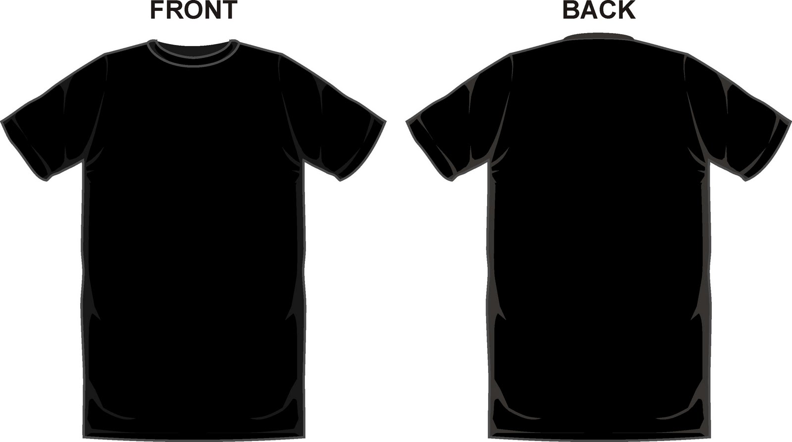 Black T-Shirt Template Front and Back