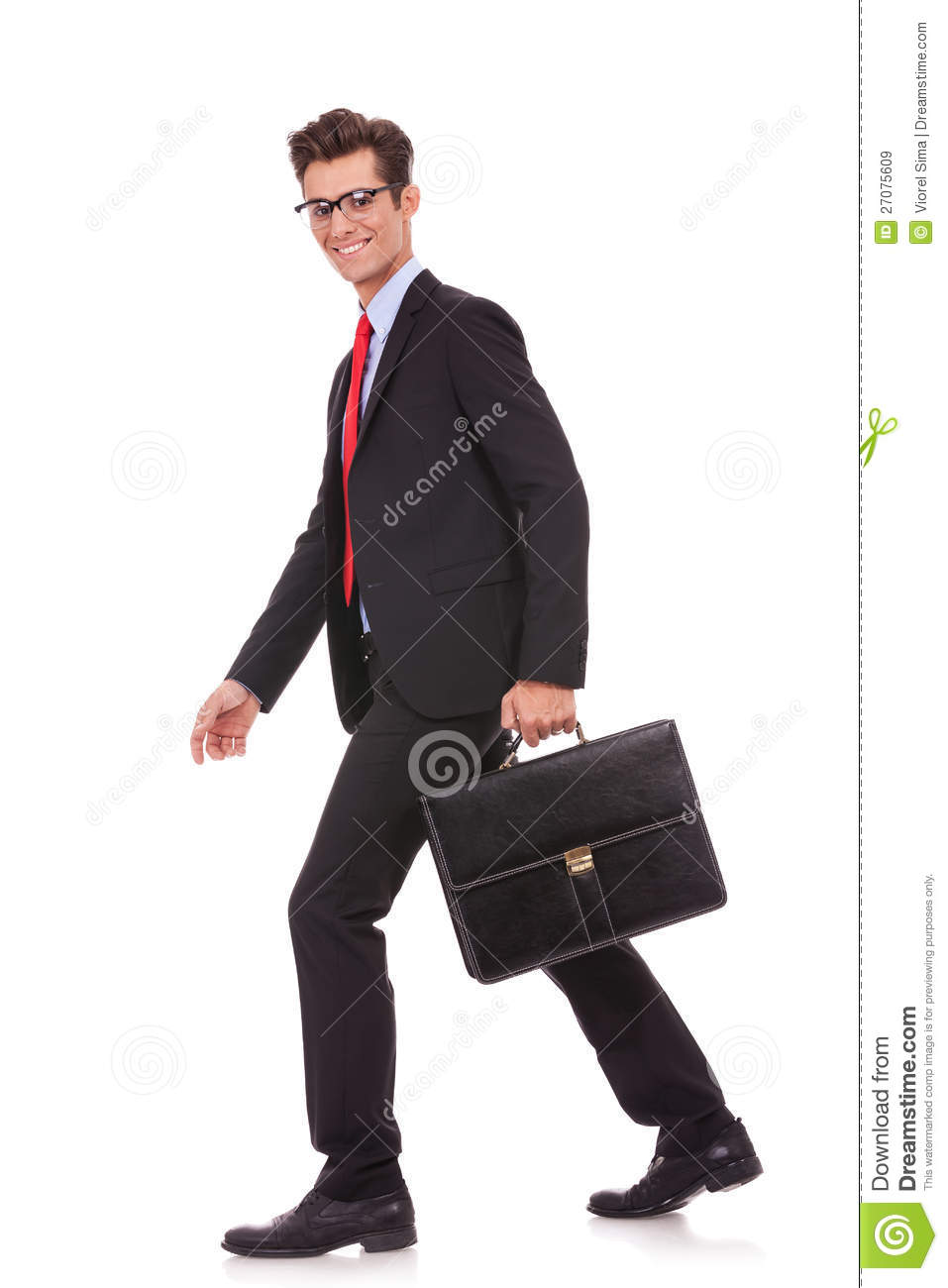 Business Man Walking with Briefcase