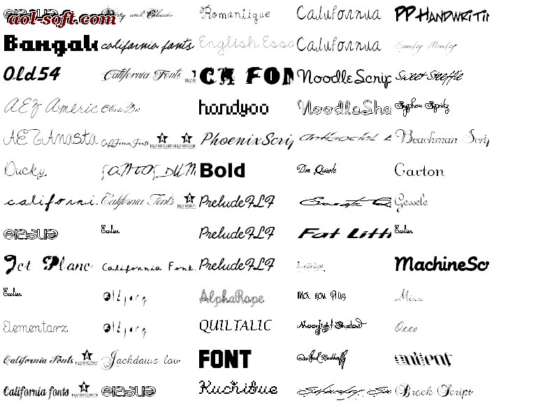 word cursive fonts