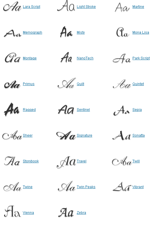 Calligraphy Handwriting Fonts