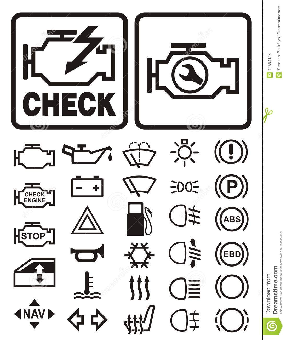 Car Dashboard Warning Lights Symbols