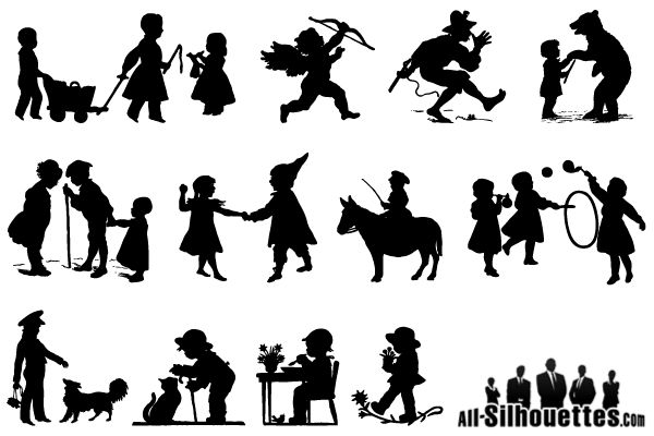 Children Playing Silhouettes Vector Free