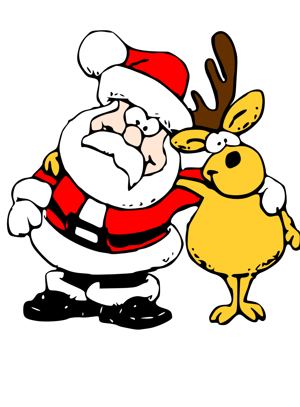 Christmas Santa and Reindeer Clip Art