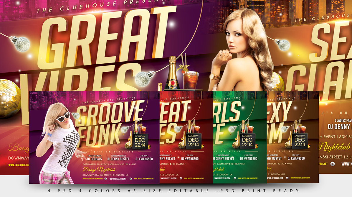 14 PSD Club Flyer Model Images