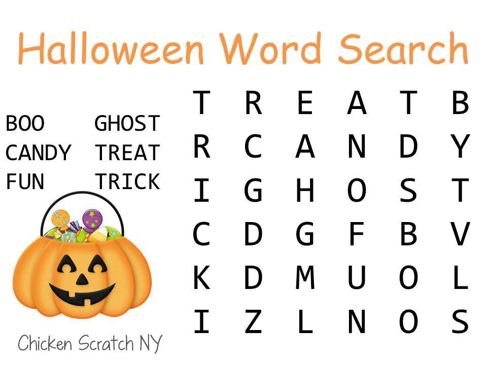 Easy Halloween Word Searches