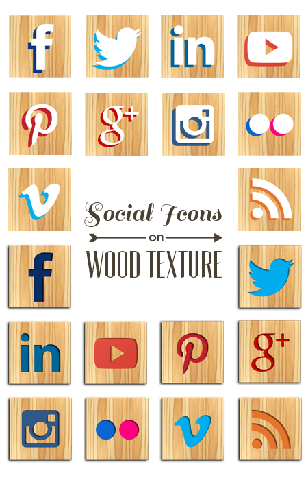 Free Wood Social Media Icons