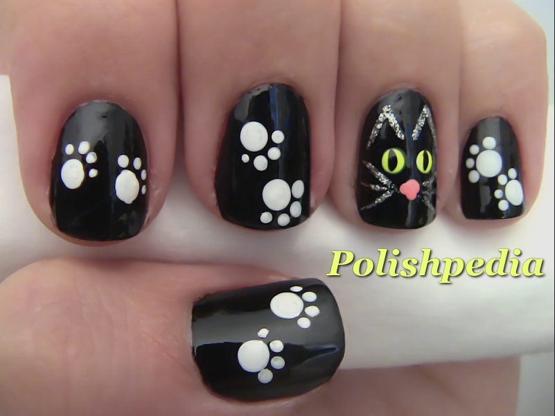 Halloween Cat Nail Art