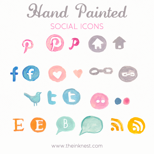 Hand Painted Social Media Icons
