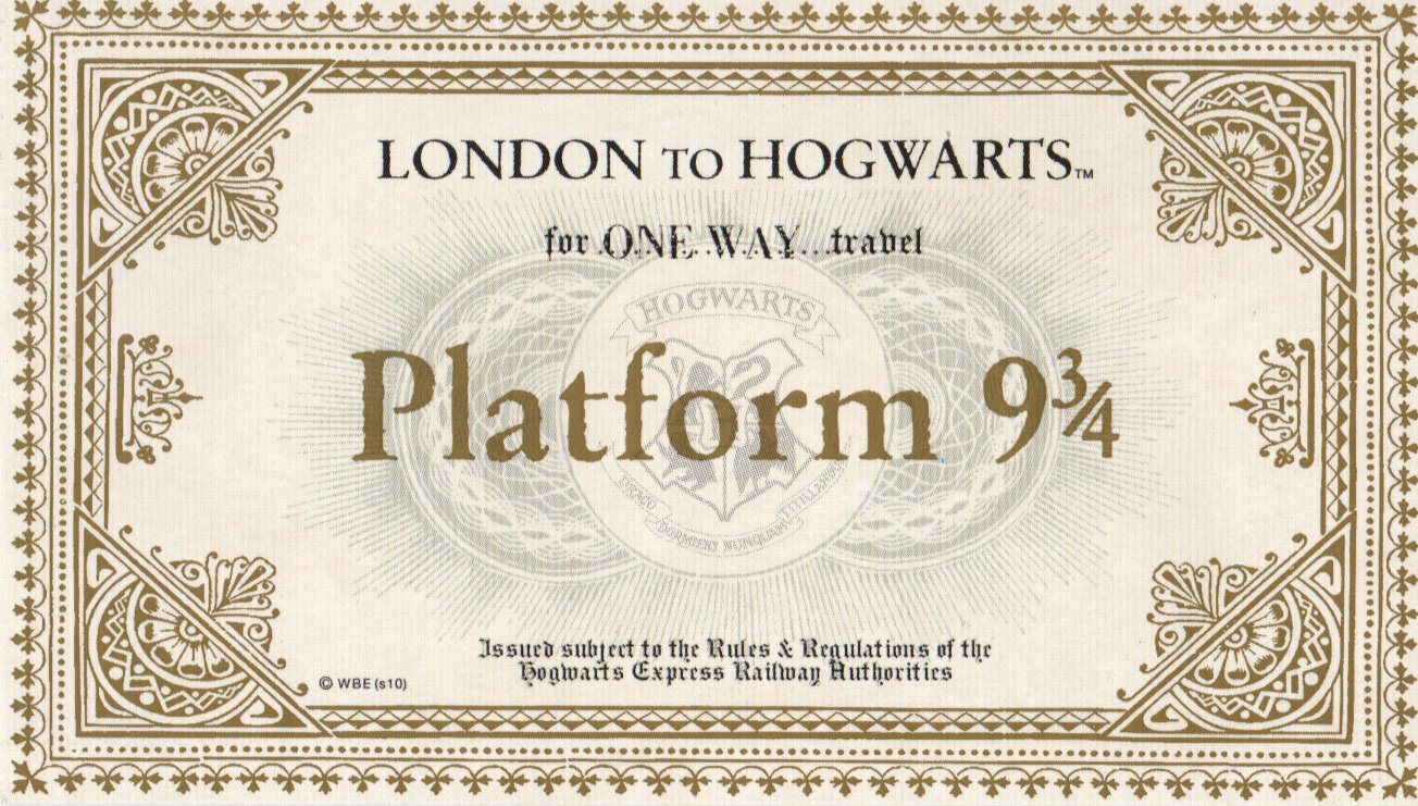 Harry Potter Platform 9 3 4 Ticket Printable