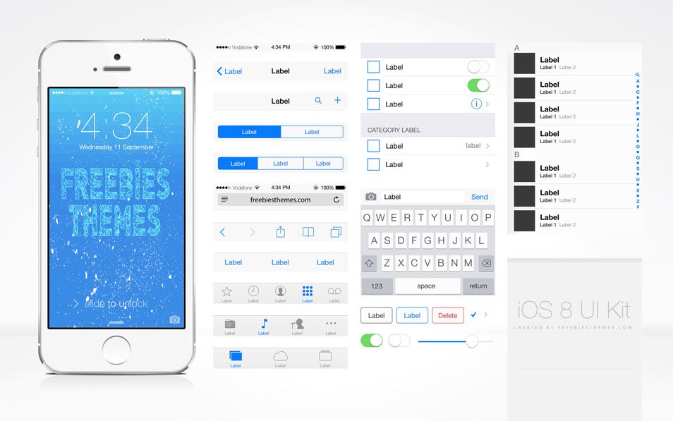 iOS 8 Design Template Illustrator