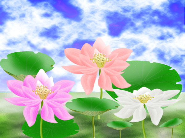 Lotus Flower with Leaves Template