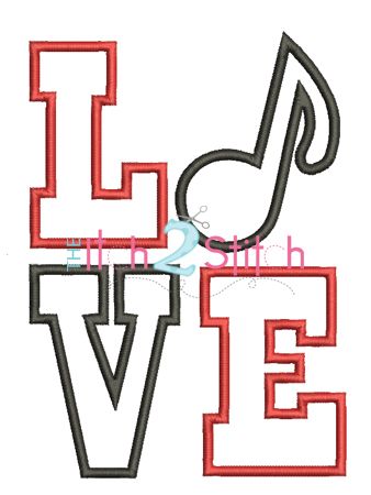 Love Music Note Applique