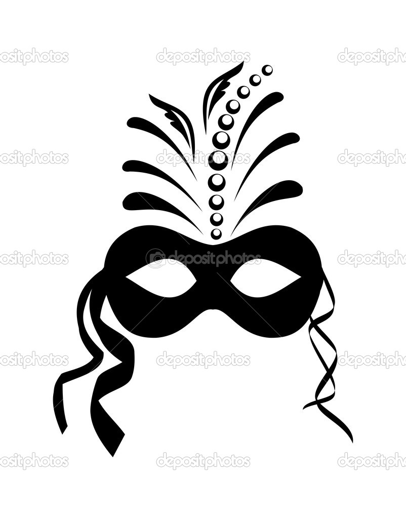 Mardi Gras Mask Clip Art Black and White
