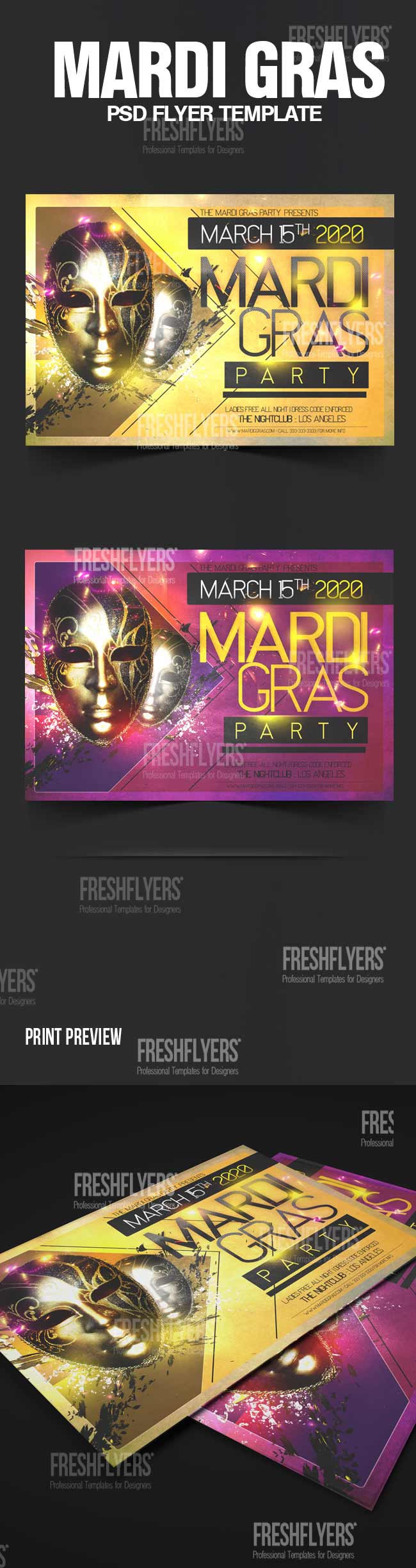 Mardi Gras Party Flyer Template