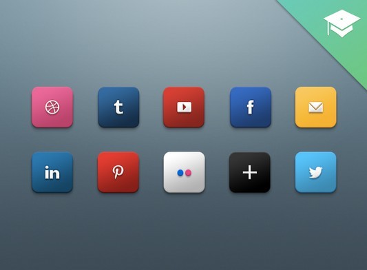 Media Social Glossy Icons PSD