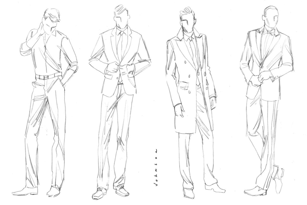 Men Sketch Fashion Design Drawings
