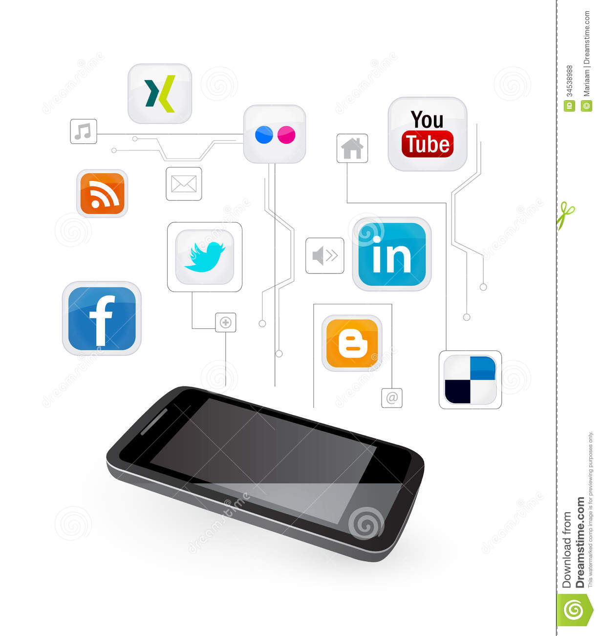 Mobile Phone Social Media Icons