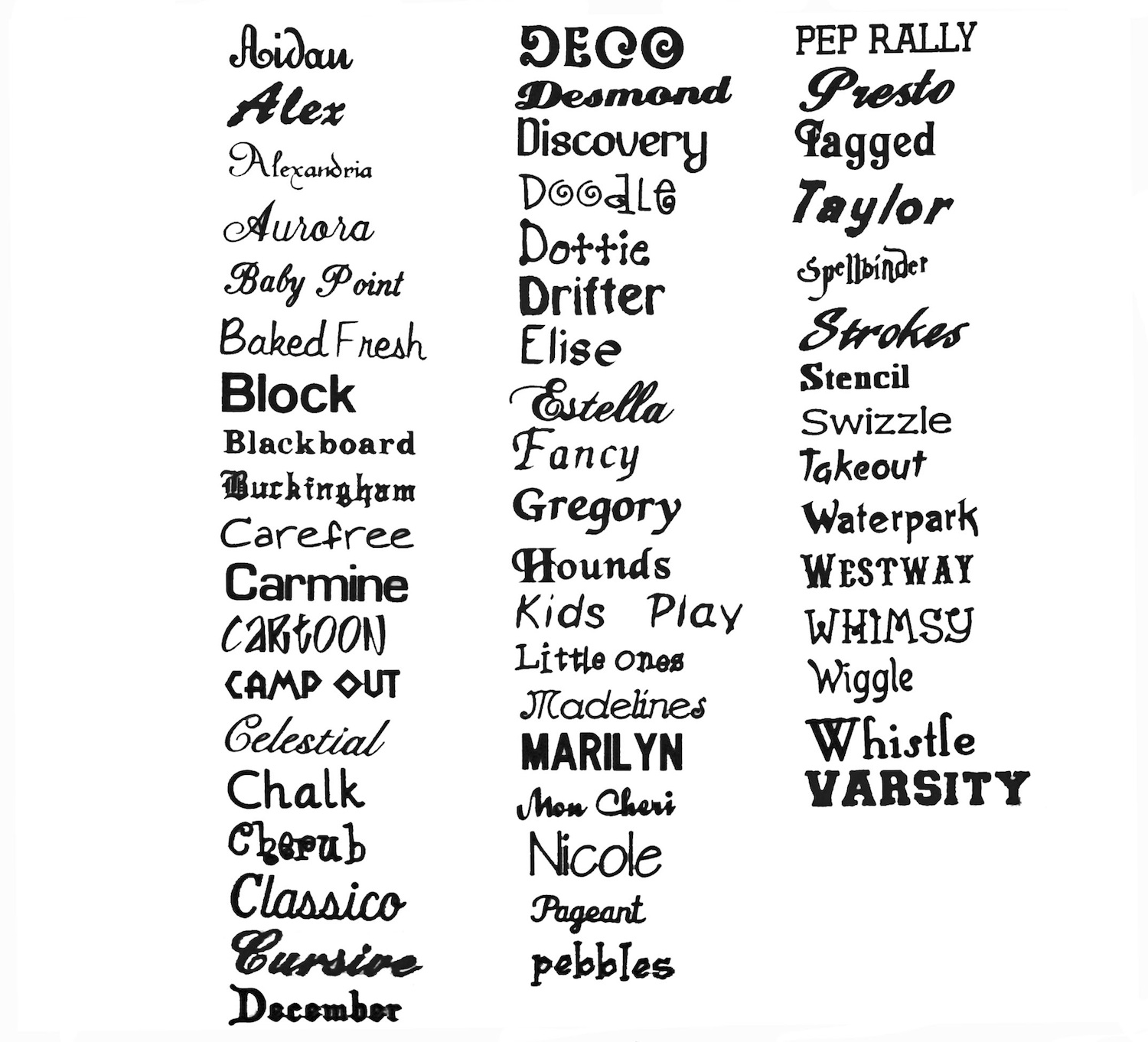 Monogram Font Names