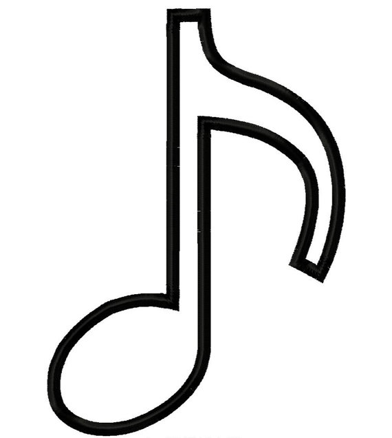 Music Note Applique Embroidery Design