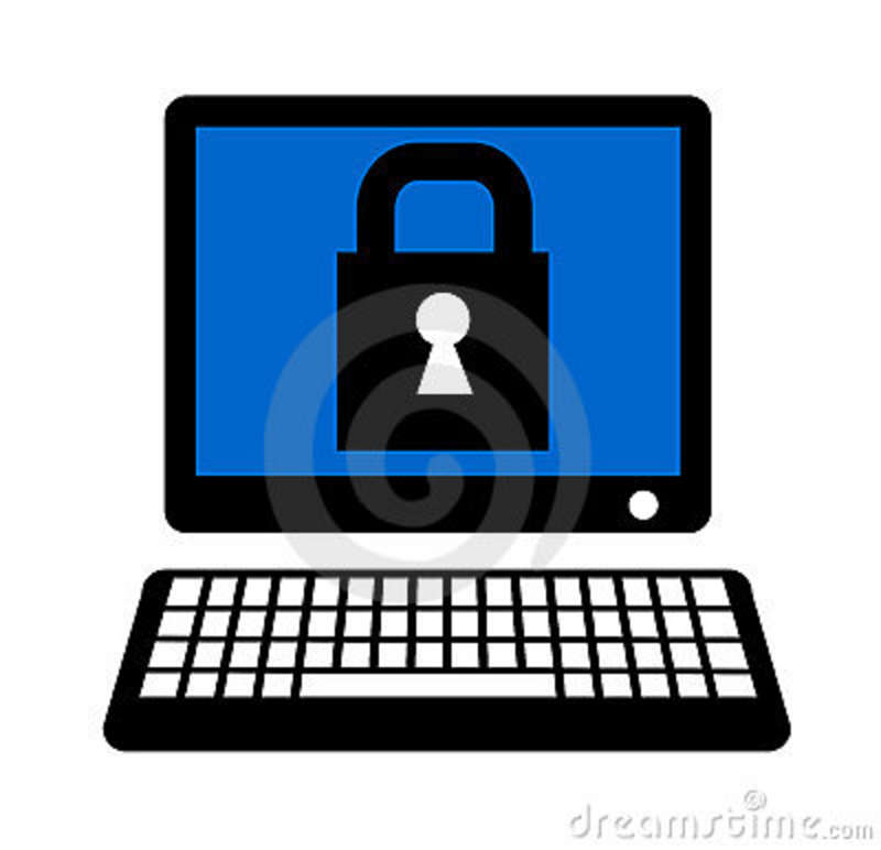 Padlock Icon with Computer