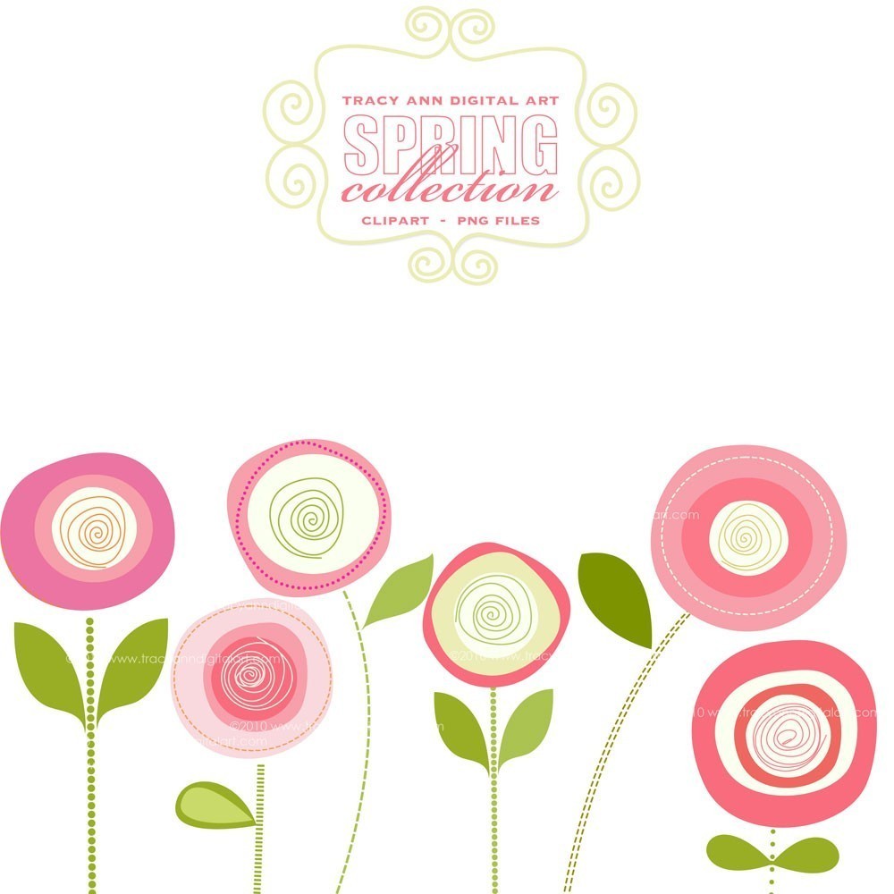 Pink Spring Flowers Clip Art