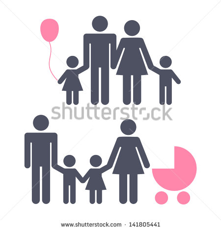 Silhouette People Holding Family