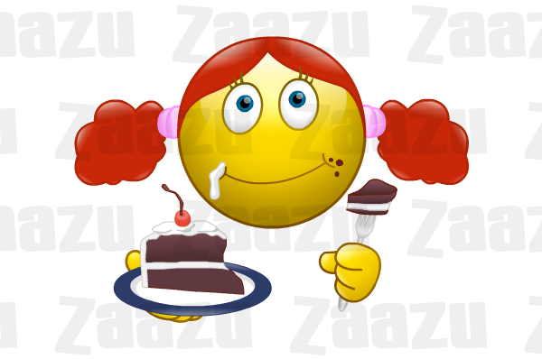 Smiley Eating Chocolate Cake Smiley Eating Chocolate Cake