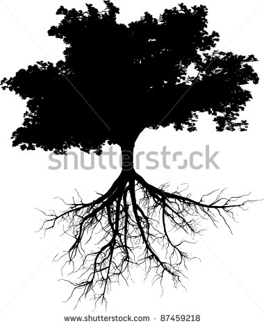 Tree with Roots Silhouette