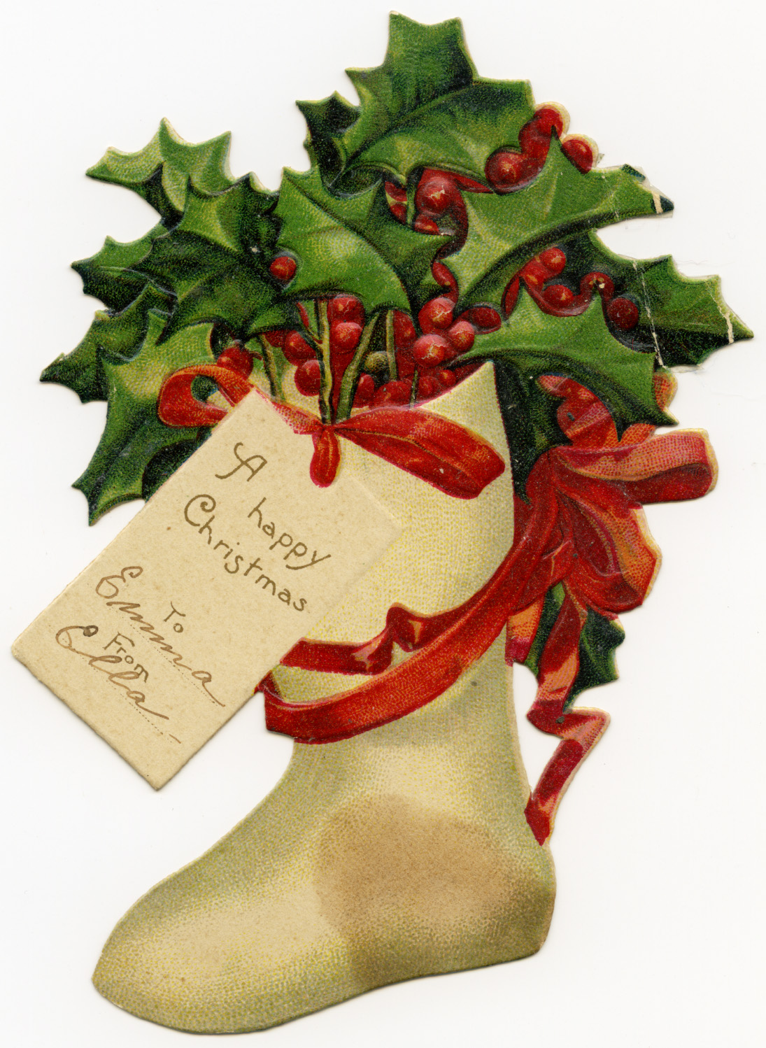 Vintage Christmas Stocking Clip Art