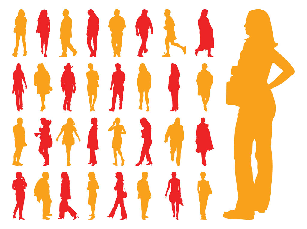 Walking People Silhouette Vector