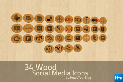 Wood Social Media Icons