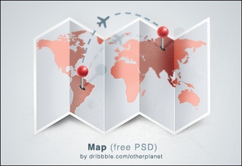 World Map Icon PSD