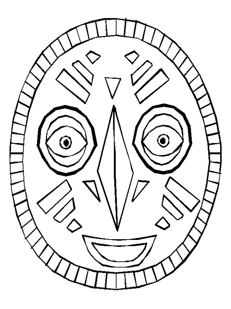 African Mask Coloring Pages Printable