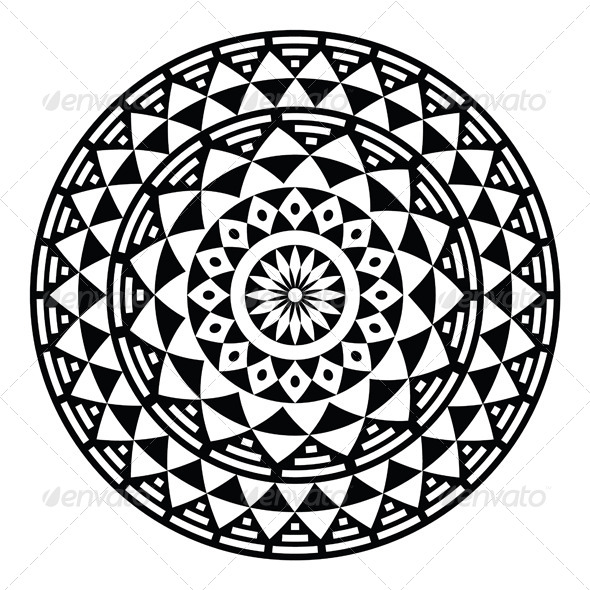 Aztec Geometric Patterns Circle
