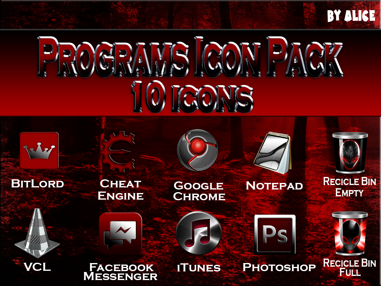 Black and Red Windows Icon Pack
