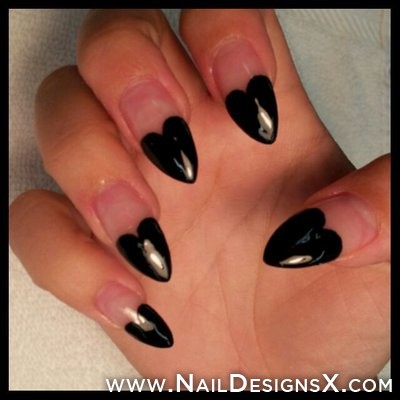 Black Heart Stiletto Nails