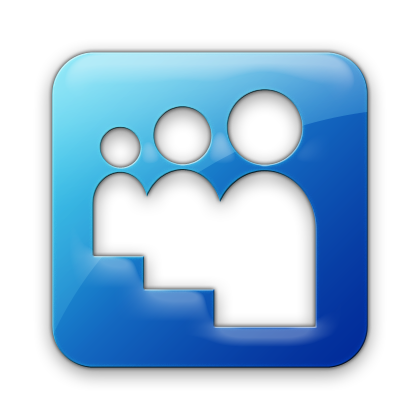 Blue Square Logo with 3 People