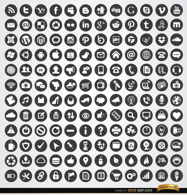 Circle Social Media Icons Vector Free