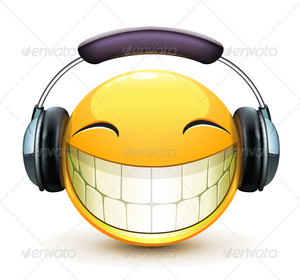 Cool Smiley Face with Headphones
