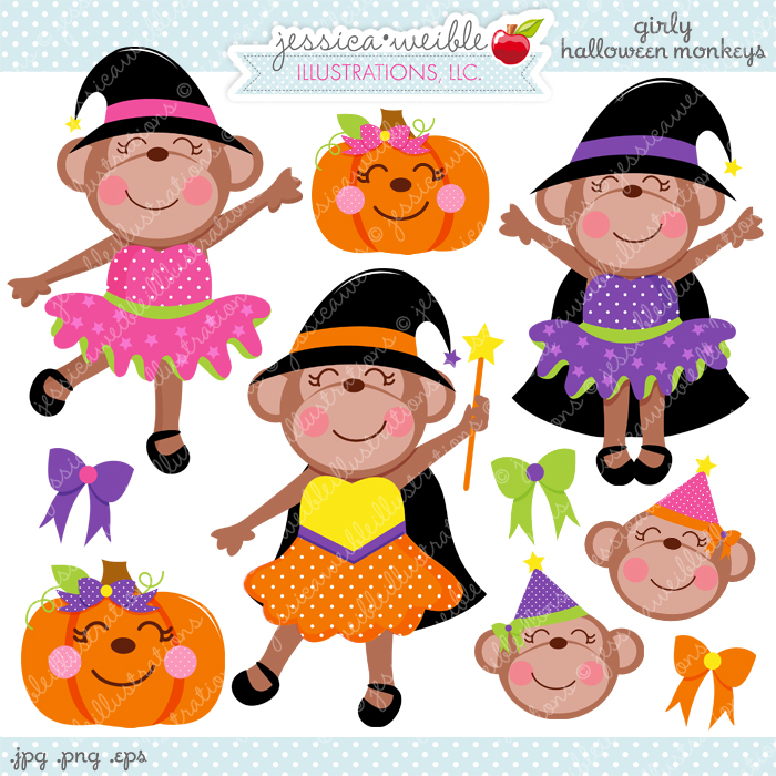 Cute Girly Halloween Clip Art