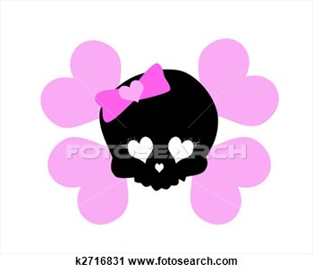 Cute Girly Skull Clip Art