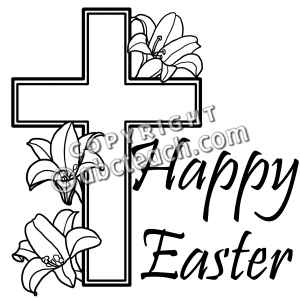 Easter Cross Clip Art Black and White