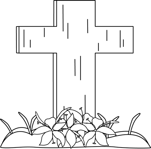 Easter Cross Clip Art Black and White