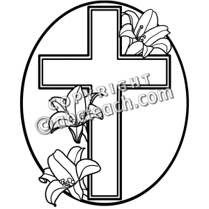 Easter Cross Clip Art Black and White