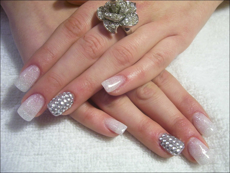 French Tip Nail Designs with Diamonds